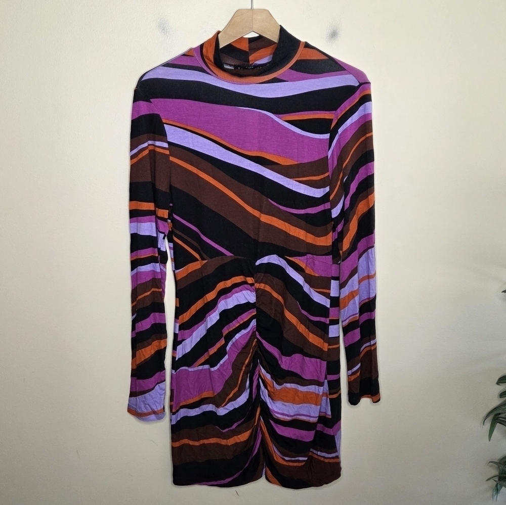 NWT Sanctuary | Gravity Mod Abstract Mockneck Shirred Bodycon Dress Size Medium